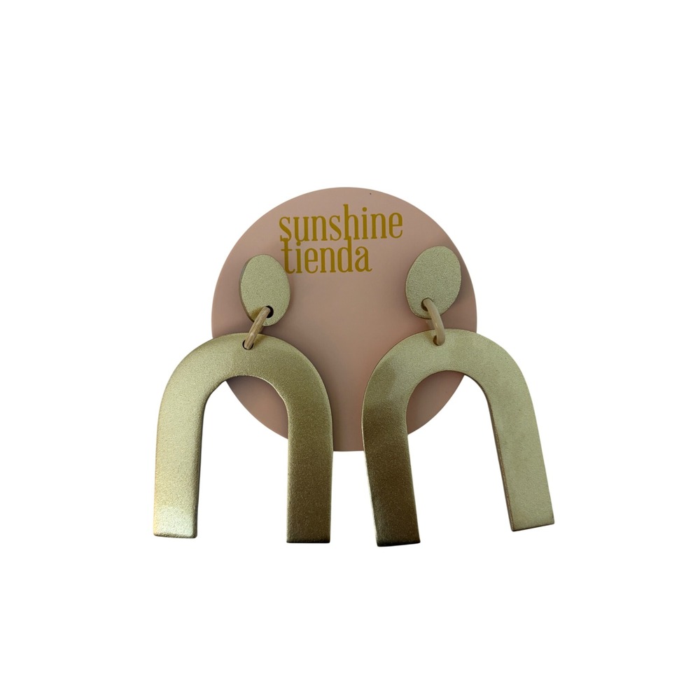 Tuckernuck Sunshine Tienda Gold Metallic Horseshoe Earrings Recycled NEW